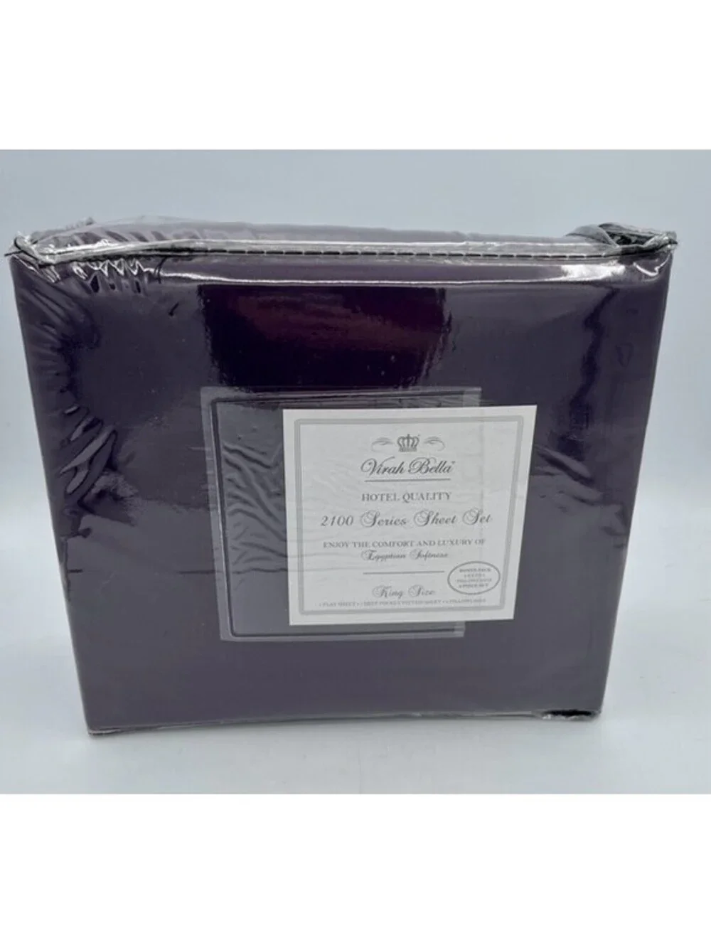 Virah Bella Platinum 2400 Series King Sheet Set 4 Pillowcases In Deep Purple NIB